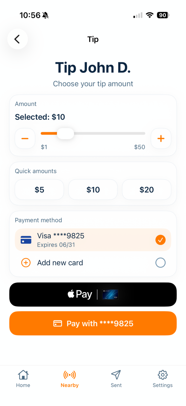Choose a tip amount